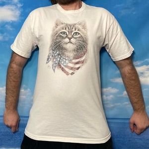 Vintage 90s grandma nature cat t shirt